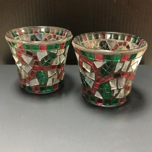 Mosaic Votive Candleholders Set of 2 Christmas